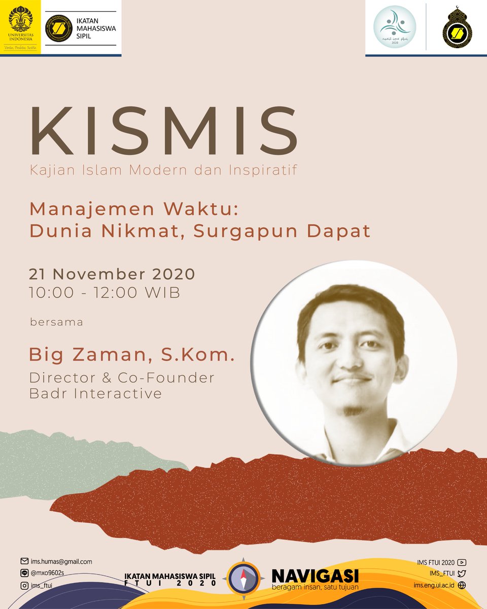 ftuirosil's tweet photo. [H-1 KISMIS (Kajian Islam Modern dan Inspiratif)]

Assalaamualaikum Wr. Wb.
Pagi sipil!
Memasuki masa kuliah pastinya akan ada banyak kegiatan dan kita harus tetap menyeimbangi hidup kita di dalam atau luar kampus. https://t.co/SzedjBFpd1