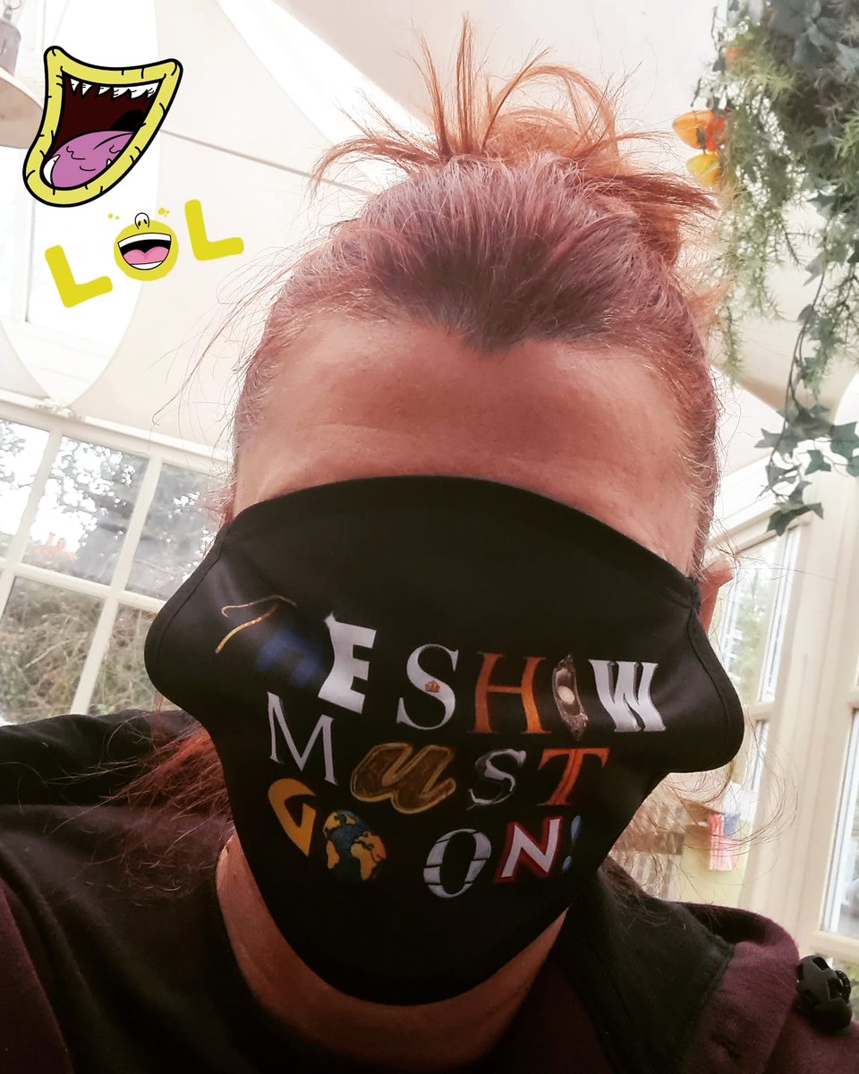 Kat_Anne_Rogers's tweet photo. HA HA .... Bought one to support the Industry....but its SO big, it covers my whole damn face ๐ #maskissues #theatresupportfund #theshowmustgoon ๐ญ https://t.co/CMC9mhesTR