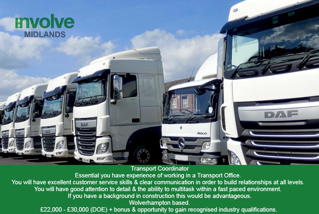 LtdInvolve's tweet image. &quot;NEW VACANCY&quot;

Do you have a background in Transport? If so this could be the role for you. Please call Julie on 01902 925960 for further details.

#transport #transportcoordinator #transportoperations
#permanentrecruitment
#wolverhamptonjobs #getinvolved #involverecruitment