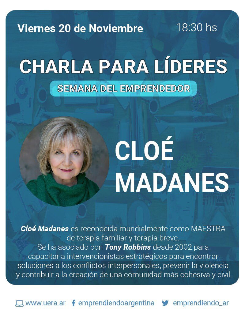 Emprendiendo_Ar's tweet photo. Hoy cerramos la Semana Internacional de los Emprendedores con las enseñanzas de @cloemadanes - un personalidad internacional que nos ayudará a encontrar caminos de unión y perseverancia https://t.co/0nTvjlXFwm https://t.co/RPH9kFCDWd