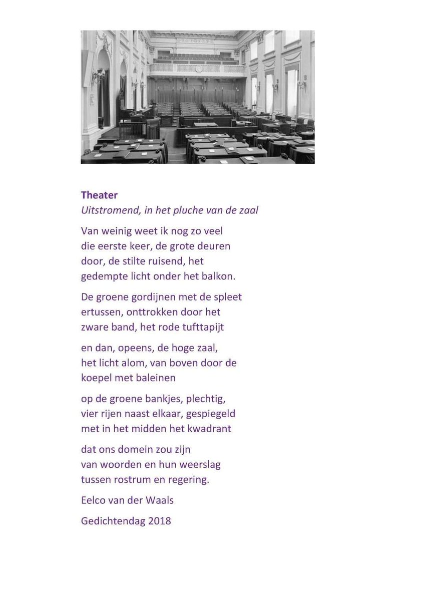 wouter2502's tweet photo. Voor Gedichtendag 2018 (met als thema "Theater;" en als motto "Uitstromend, in het pluche van de zaal") koos ik als dichter voor de Oude Zaal van de Tweede Kamer en liet ik me leiden door mijn eigen herinneringen aan en in die magische ruimte. https://t.co/4WUWPZRAPR