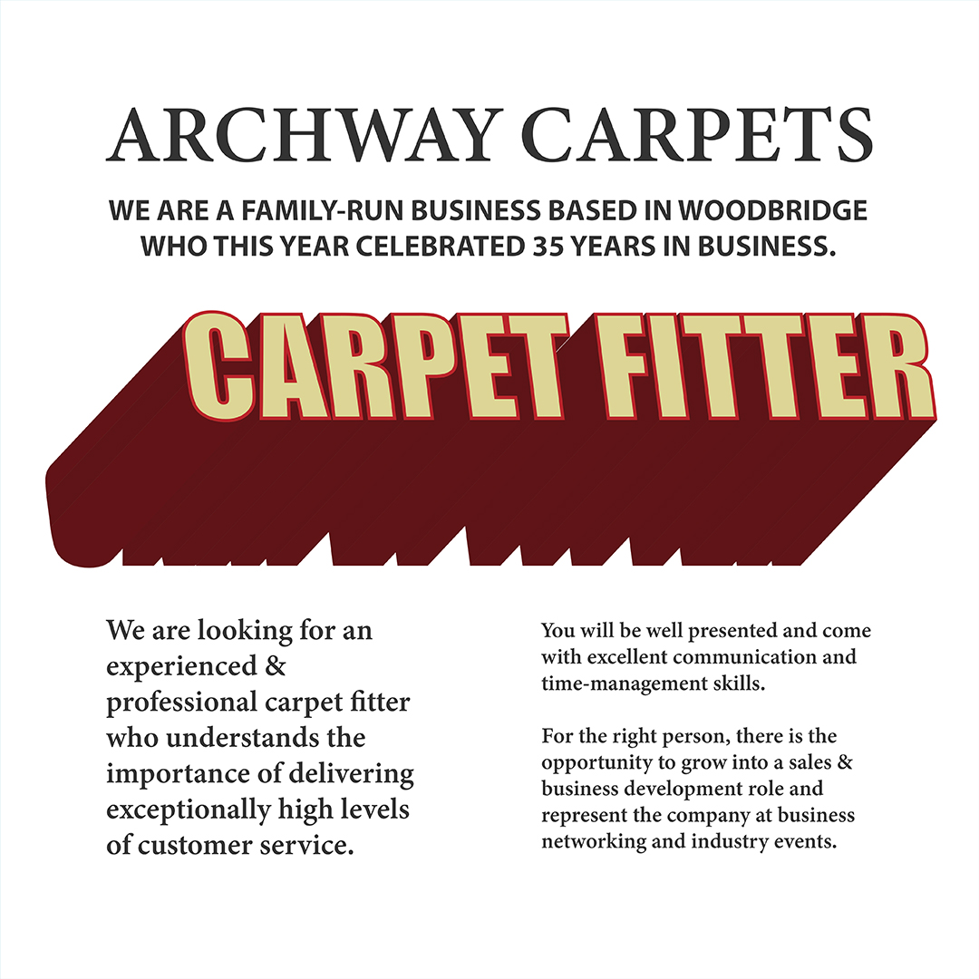 ArchwayCarpets's tweet photo. We are looking for an experienced & professional #carpet fitter who understands the importance of delivering exceptionally high levels of customer service.
https://t.co/U02OJIzMsM
#jobsearch #suffolkjob #woodbridge #carpetfitter https://t.co/dkXvi4VW8z
