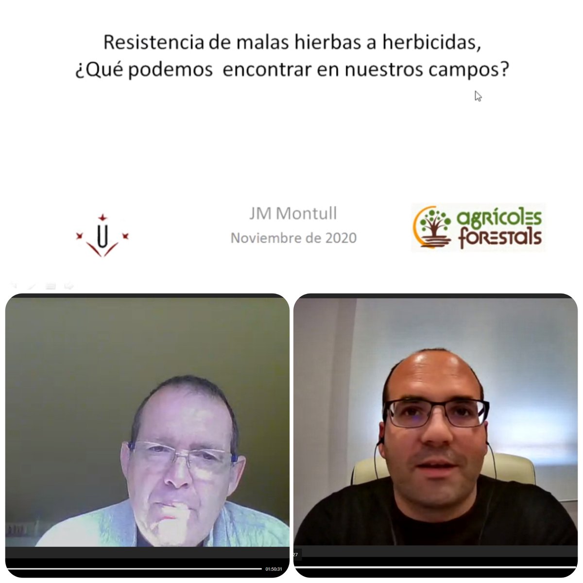 CETAF_Cat's tweet photo. 👏Gran èxit d'assistència a la jornada online #IPMWise i resistència als herbicides, organitzada per la #DemarcaciódeGirona del @CETAF_Cat, amb en #JMMontull 
#jornadesonline #herbicides #JacintPinsach #AgrícolesiForestals #UdL https://t.co/b0zZVjCwv7