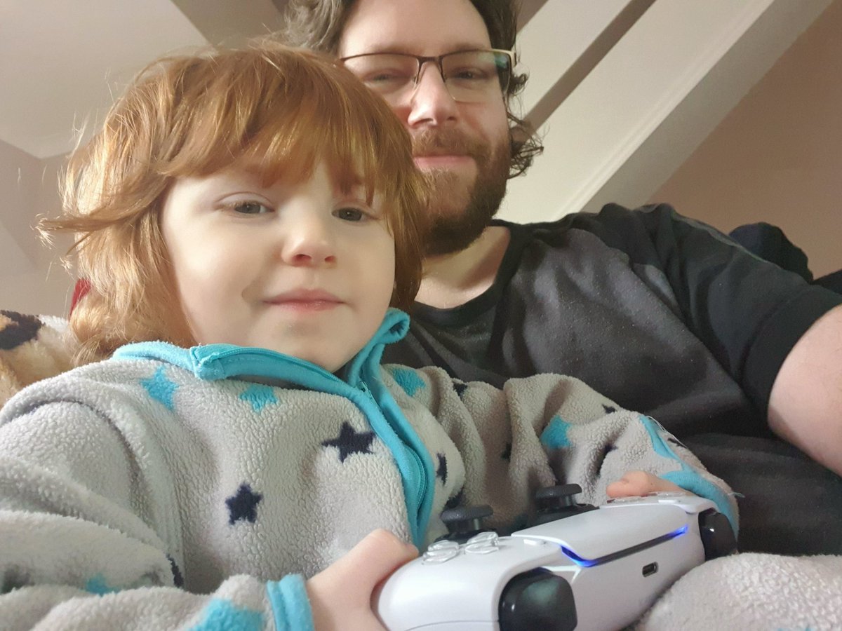 TheRealStrite's tweet photo. That's it, my 2 year old has commandeered my #PS5. Proud gamer daddy moment here #gamergirl in the making 💕 @PlayStation @PlayStationUK https://t.co/9f8FvrKEnX