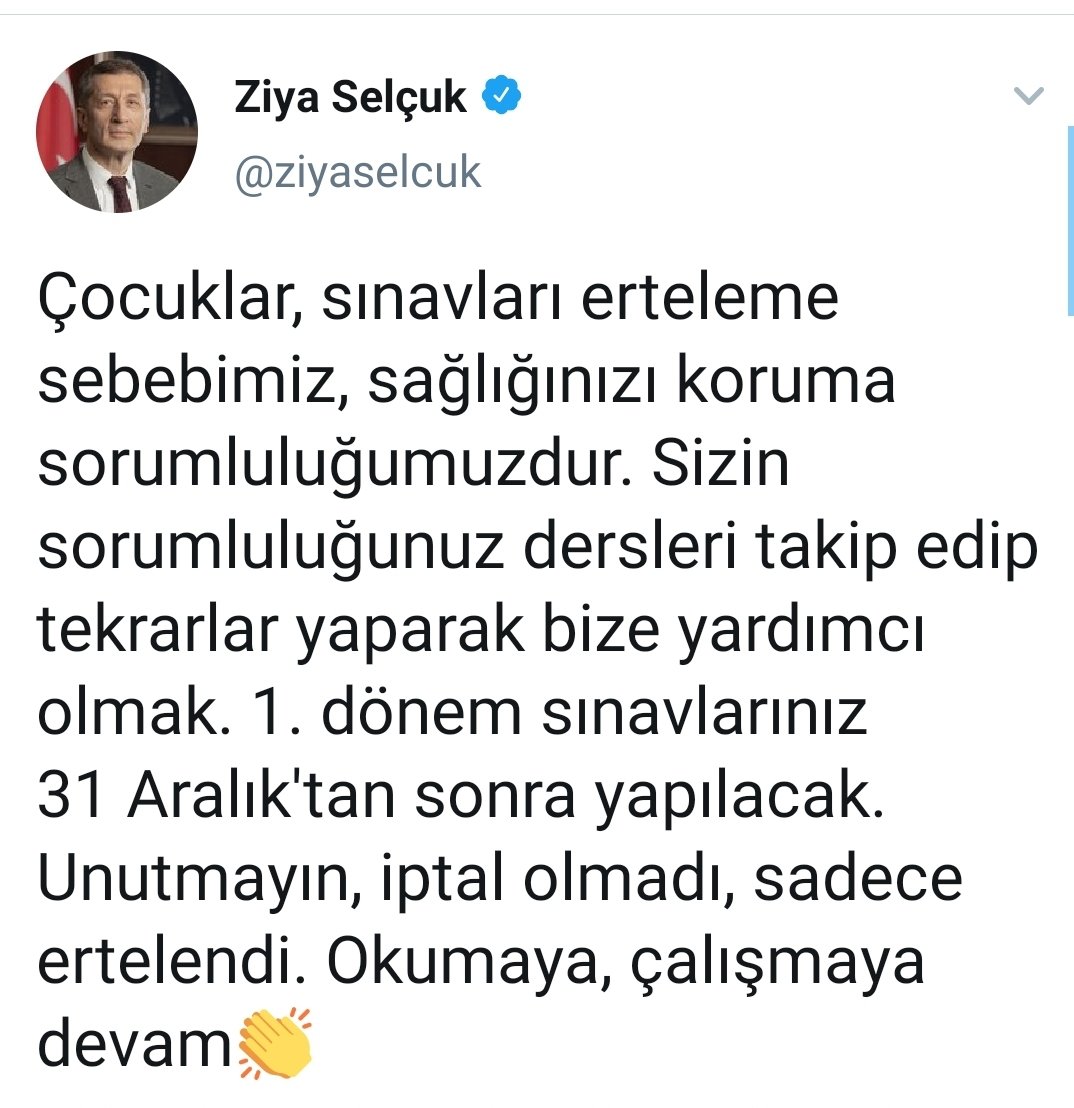 alirzabozkurt9's tweet photo. 30 dakika sürecek sınav erteleniyor sağlık gerekcesiyle ama okul öncesi kurumlarda virüs yok gibi açılıyor. Hangisi doğru? @ziyaselcuk #bakıcıdegilogretmeniz https://t.co/LBN9irgvVb