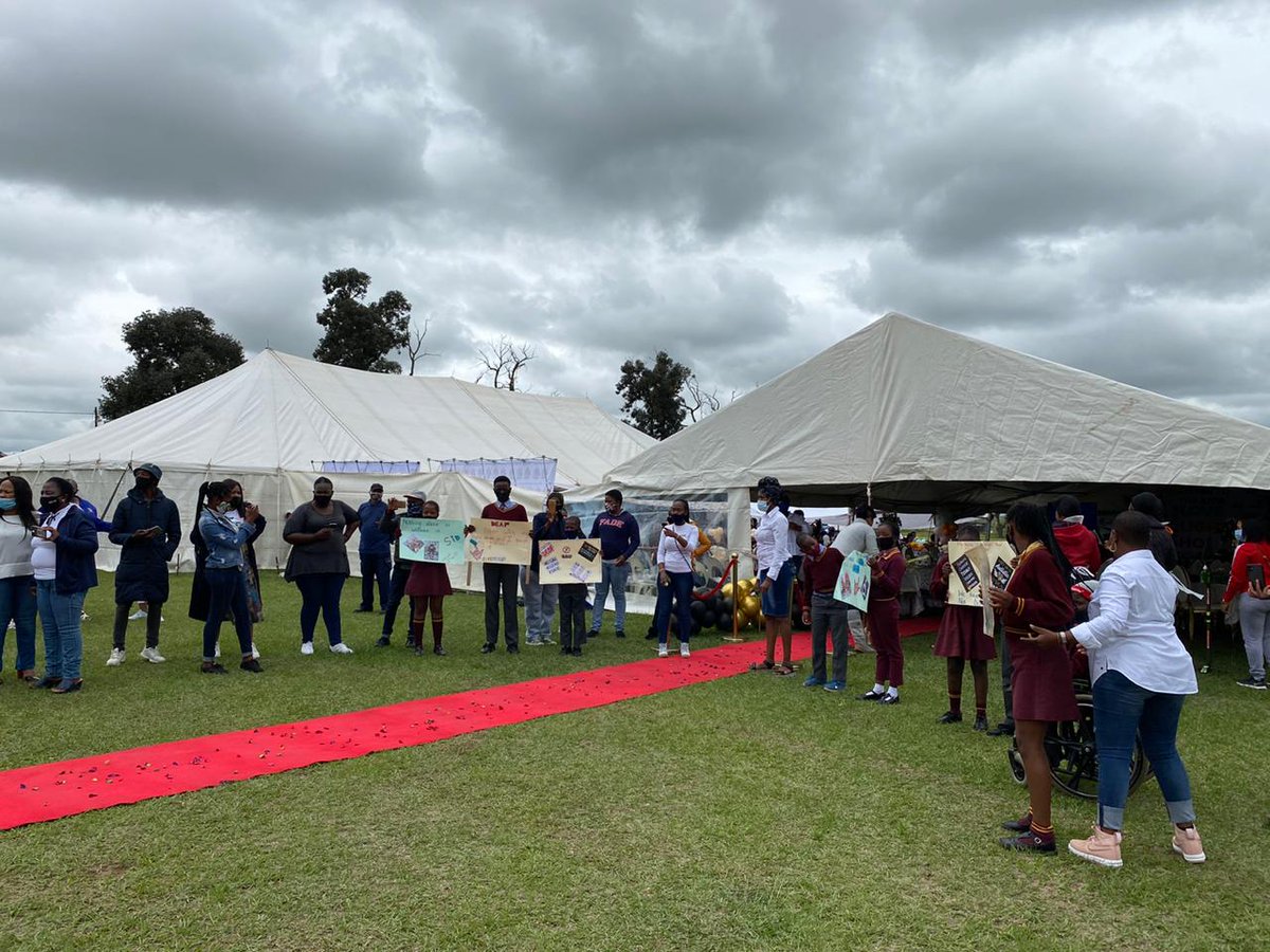 LoveLightHopeSA's tweet photo. Live scenes as we celebrate  @djmngadi &amp; Teddy’s birthday at Bumbisizwe Special School in Newcastle- Madadeni. 

The team is handing over school uniforms &amp; laptops to Amajuba District Top Achievers, activating and shedding light on November being disability month.
#LoveLightHope https://t.co/xvNSsJnF3w