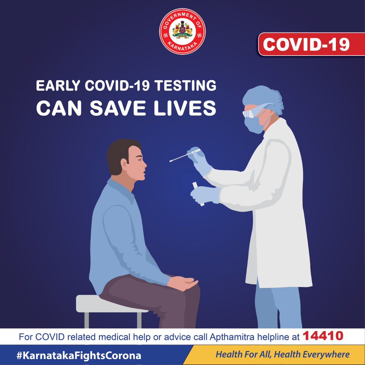 Early Covid-19 Testing Can Save Lives. Kindly visit nearest COVID Care center. #KarnatakaFightsCorona