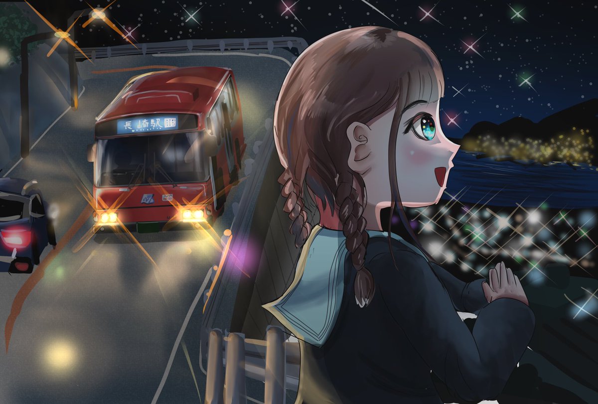 ほし 旅イラスト 水中写真 Twitterissa 長崎は坂の街 こんな女の子と何気なく夜景を見たいよねっていう絵 絵描きさんと繋がりたい イラスト好きさんと繋がりたい T Co Baiiwe2php Twitter