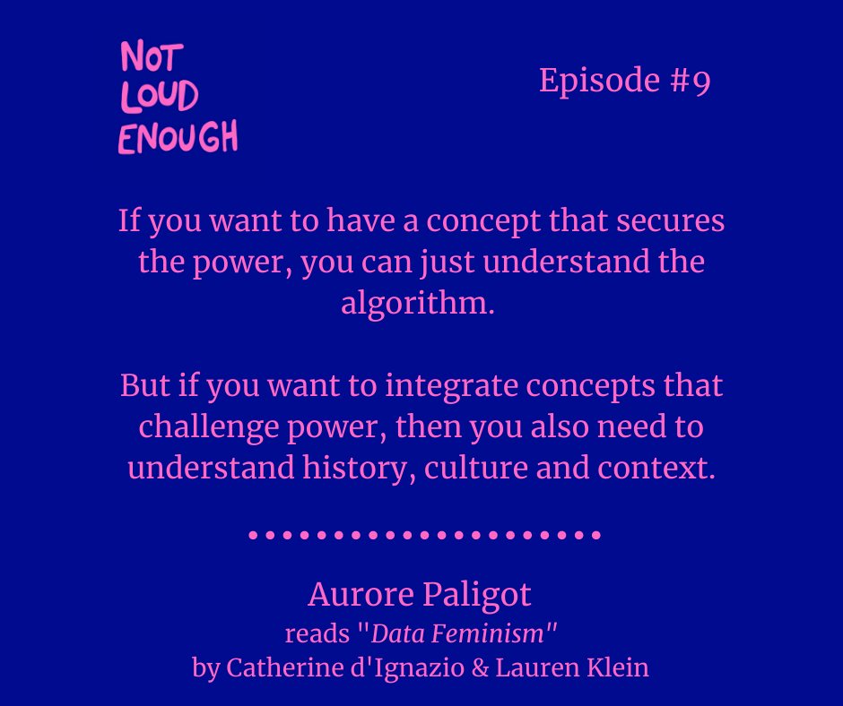 We need various disciplines, as well as citizens to be part of the discussions about what data we use when we create #AI. Our latest guest <a href="/AurorePaligot/">Aurore Paligot</a> quotes #DataFeminism by <a href="/kanarinka/">Catherine D'Ignazio @kanarinka.bsky.social</a> @laurenfklein 

Apple: apple.co/35agQFk
Spotify: spoti.fi/3kflGoO