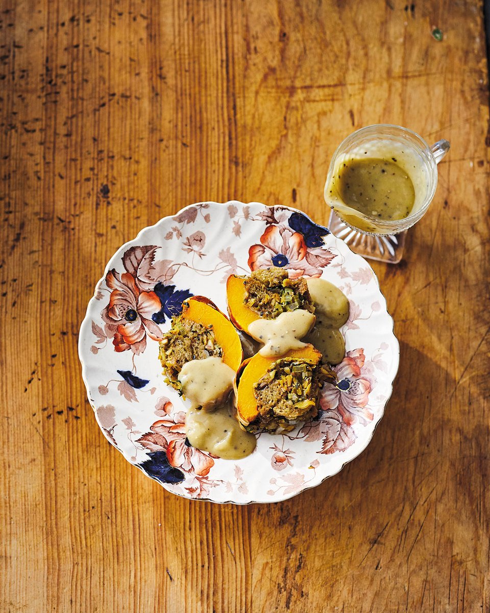 ABRAMSbooks's tweet photo. No longer will vegetarians have to submit to Tofurky or mock meats on Thanksgiving! Get @mattymatheson's recipe for Thanksgiving stuffing butternut squash on our blog today. #RecipeFriday https://t.co/QJk4N8eOPf https://t.co/4Z3ohVLyKy