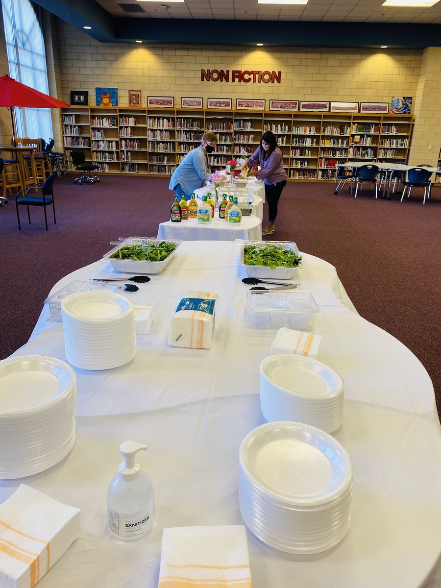 EastViewHS's tweet photo. It’s a (smoked) Spud-Giving staff luncheon at EV! We are so thankful for our team Patriots!!! #ThisIsEV #TeamUS #beliEVe https://t.co/Z6pZpP1py6