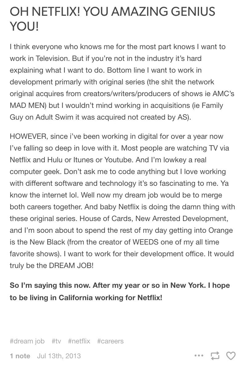 Some GOOD news 🤗

This is what standing in your purpose looks like.

I’m excited to announce I recently joined the Original Series team at Netflix as a content executive on the live-action comedy team, and I'm beyond ecstatic about this next chapter in my career.