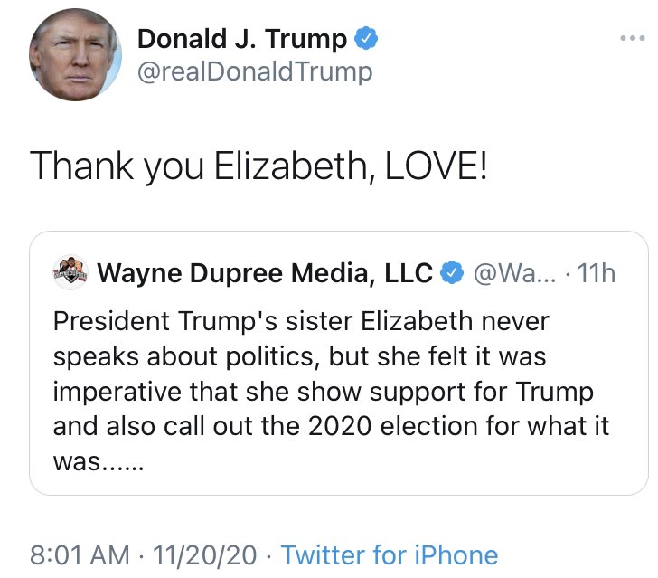 It started with this tweet from the president, thanking his older sister for publicly supporting him.