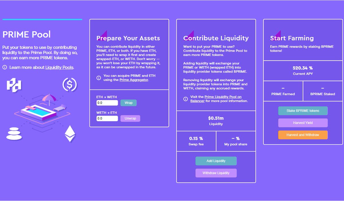 PrimeDAO_'s tweet photo. Prime Liquidity Mining is now live! 🎉🤖

500K #PRIME tokens will be distributed to PRIME holders over a 1 month period.

1. Add PRIME tokens to the PRIME/WETH @BalancerLabs pool 
https://t.co/UY48LRXrO7

2. Stake your BPRIME to start farming PRIME https://t.co/Xyr1USC028 https://t.co/mMw5diVglv