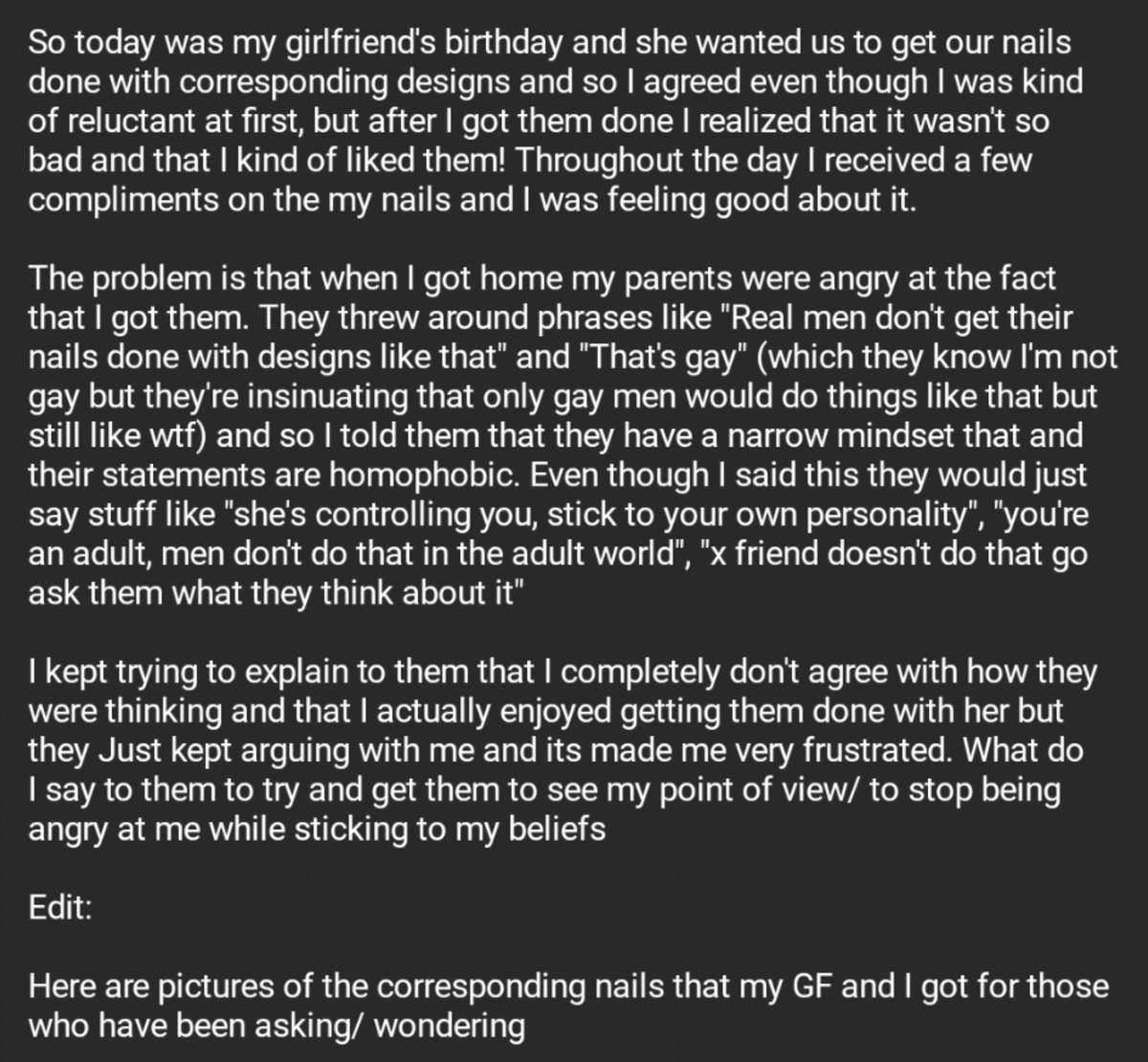 Relationships Txt On Twitter Got My 19m Nails Done With Gf 18f And Now My Parents Are Mad