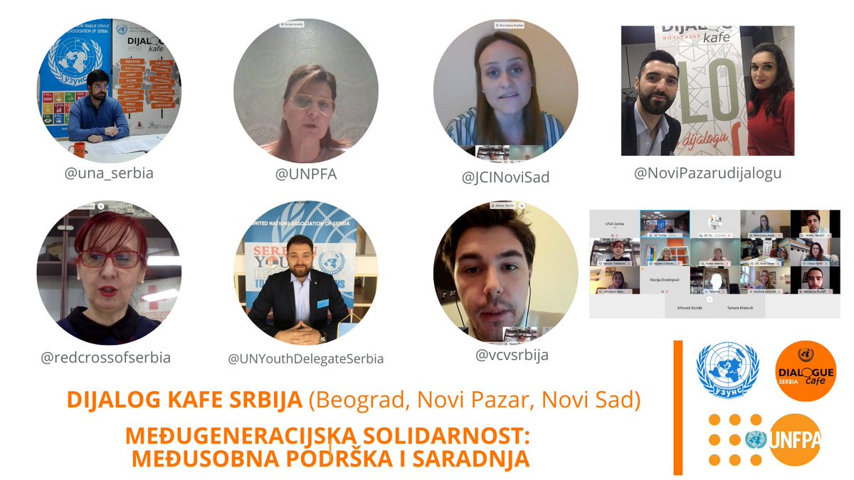DialogueCafeSRB's tweet photo. Održana je sesija @unaserbia #DialogueCafe „Međugeneracijska #solidarnost - uzajamna podrška i #saradnja“, uz uvodnu reč @JeremicBorka zamenice direktora @UNFPASerbia. Moderator je bio @StefanKondic, govorili su gosti iz #Beograd, #NoviSad i #NoviPazar, a online su pratili mladi. https://t.co/ddhJl0vPSO