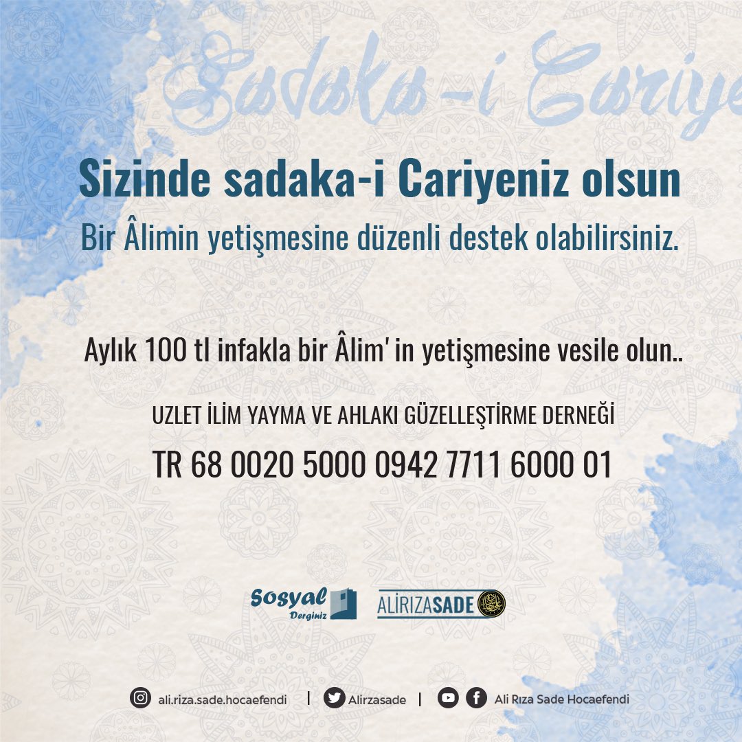 Alirzasade's tweet photo. #alirızasadehocaefendi #fıkıh #kelam #peygamberefendimizinsünnetleri #siyer #rasullahﷺ #kuranıkerim #arapça #din #islam #müslüman #rasullah #dinibilgiler #keşfet #allahiçin #vaaz #cami #hutbe #sünnet #ehlisünnetvelcemaat #ehlisünnet https://t.co/bnTSA79Tgt