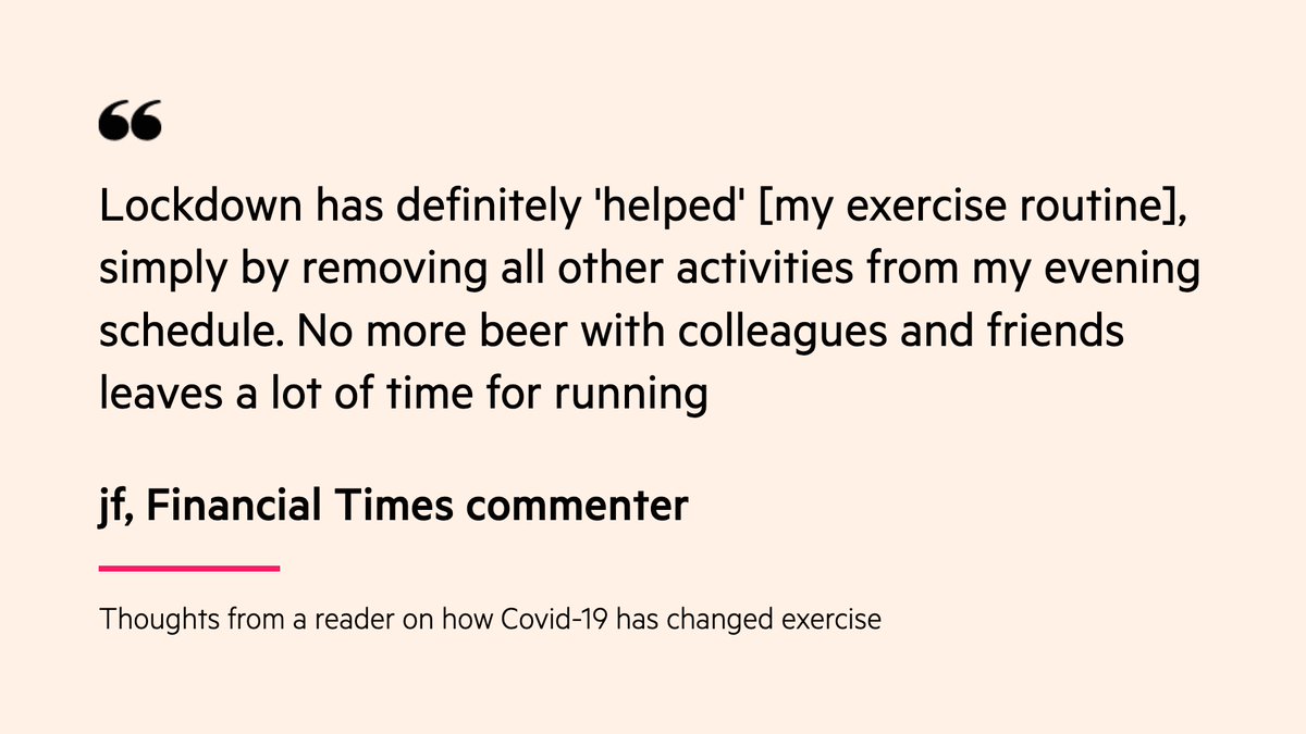 In response to Laura’s story, FT readers have been sharing their own experiences of getting or staying fit during the pandemic. Join the conversation:  https://www.ft.com/content/2d7dc42d-4c88-4e17-89d3-9bf604fe88b1