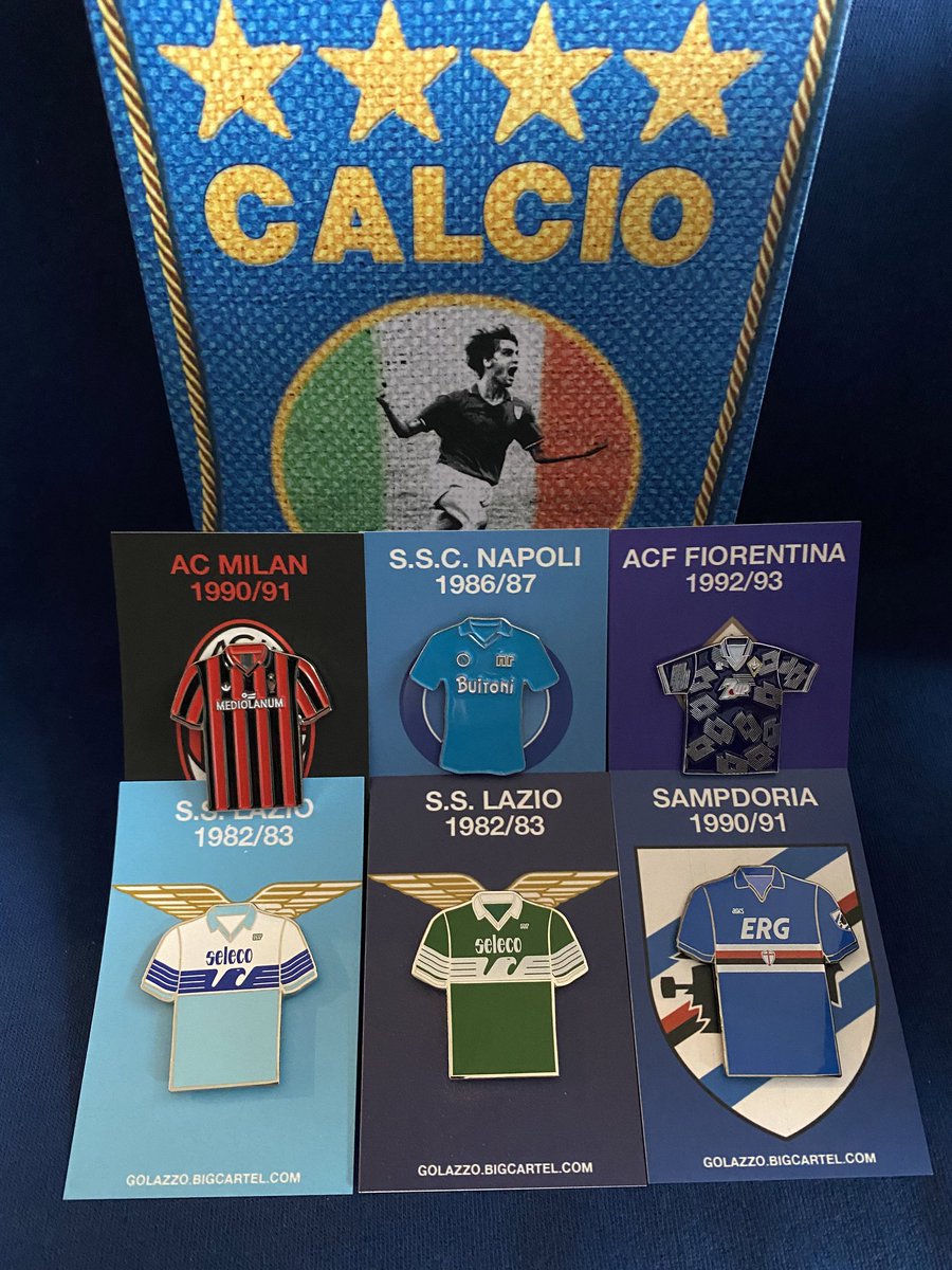 90sfootball's tweet photo. Competition! You can win this great Serie A bundle of pin badges thanks to @GolazzoPins.

To enter:
➡️ Retweet this tweet
➡️ Follow @GolazzoPins 
 
Good luck! https://t.co/OzuSOyXX6f