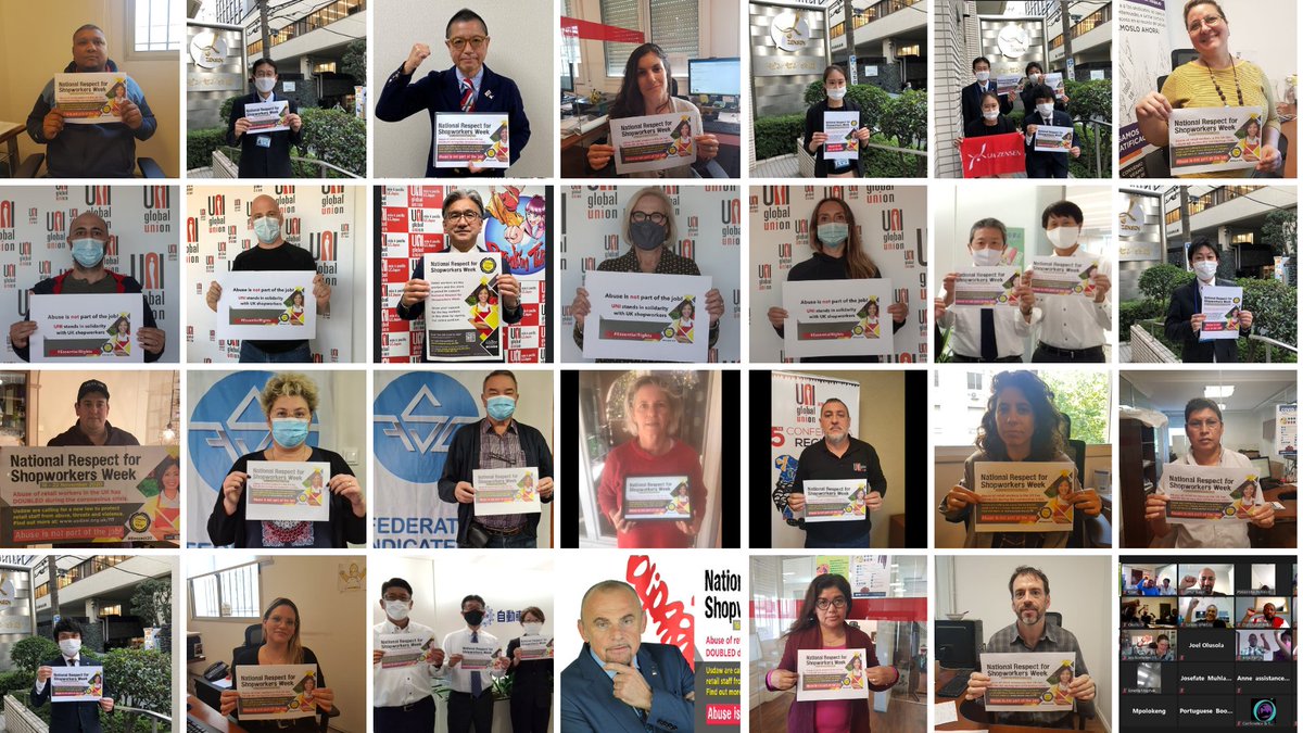 PaddyLillisGS's tweet photo. Absolutely delighted by the support of the global union movement for #Respect20.
From Japan to Canada, from Turkey to Australia - workers of the world have joined as one to say that abuse is not part of the job.
On behalf of all Usdaw members: My sincere thanks to all of you. https://t.co/wiLkeJoQzF
