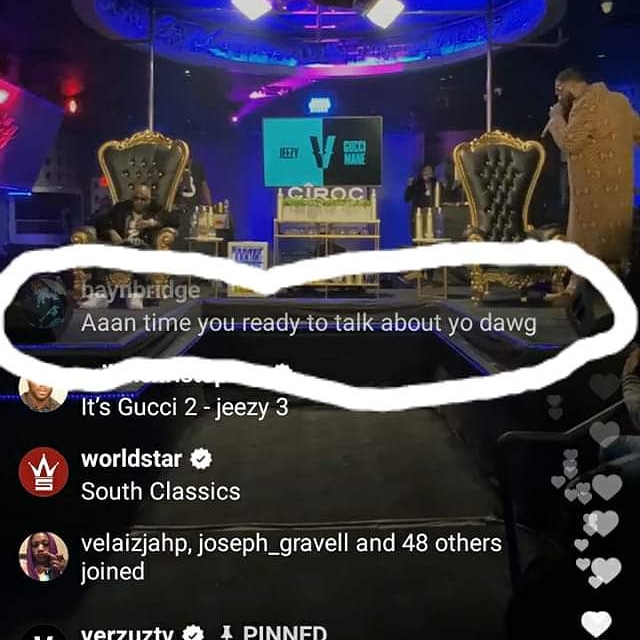 baynbridge3's tweet photo. @Jeezy put a hit on that man. @gucci1017  said u got your homeboy killed. SAY HIS NAME @verzuzonline https://t.co/zeq0Ou0N4Q