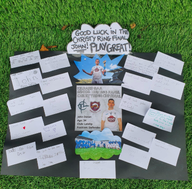 KildareGAA's tweet photo. Thanks to the 4th class boys &amp; girls from Coill Dubh NS for their best wishes for John Doran &amp; the Kildare Hurlers this Sunday 🏳 https://t.co/ru6ungXx5p