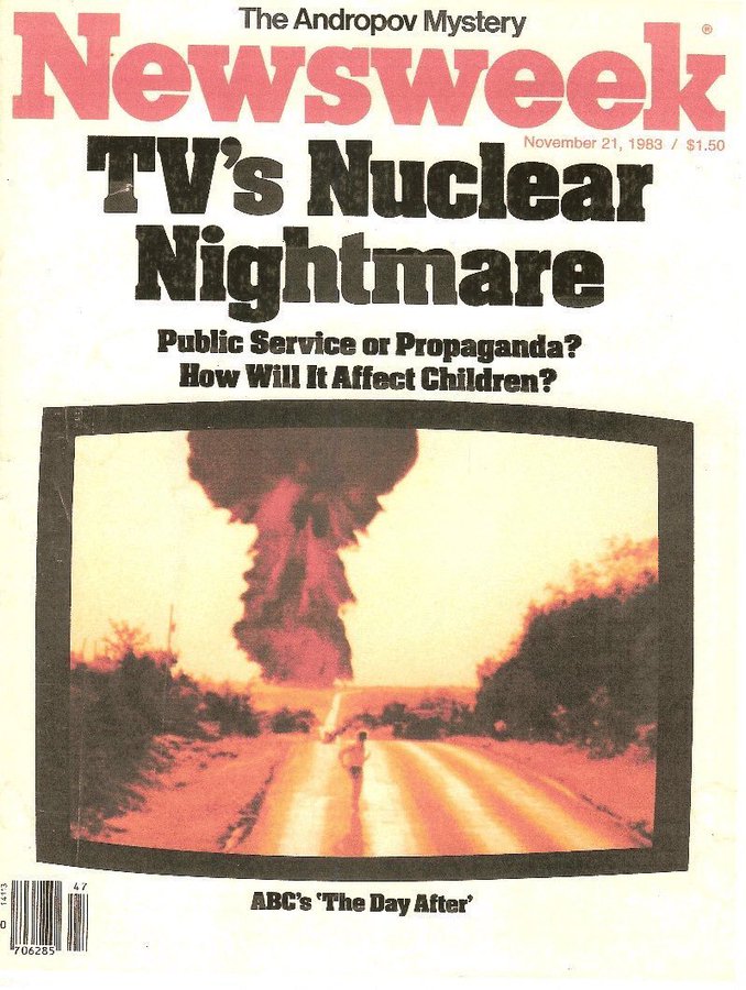 Tonight in 1983, more than 100 million Americans saw multiple thermonuclear weapons destroy Lawrence, Kansas, in "The Day After" on ABC. A.C. Nielsen Co. reported that 62% of television sets that night were tuned in the film. I watched in my college dorm lounge. Where were you?