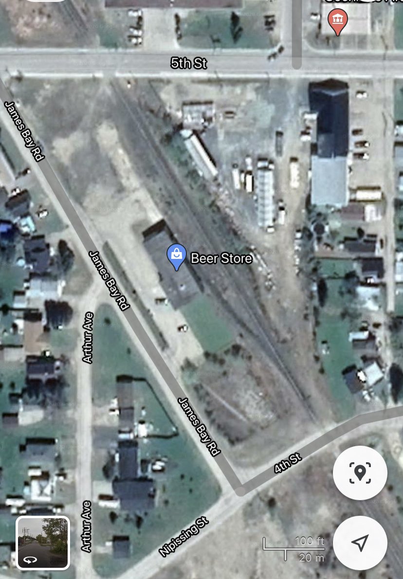 One more: the Brewers Retail store in Cochrane still has a spur to the Ontario Northland Railway. The 2015 Streetview image (the most recent) shows a boxcar parked right behind the store. 13/12