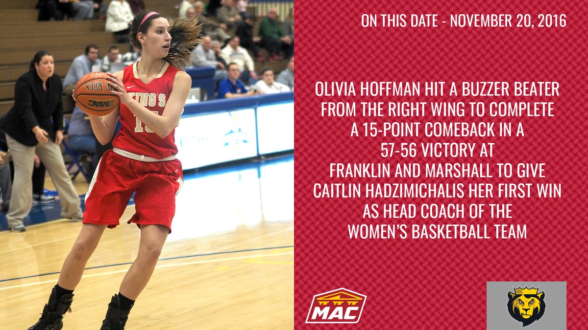 KingsMonarchs's tweet photo. ON THIS DATE | Olivia Hoffman drained a jumper from the right wing as the buzzer sounded to give @CoachHadz her first win as HC of @Monarchs_KCWB in 2016! Read all about the big come-from-behind 57-56 victory at Franklin and Marshall https://t.co/DyGprCFDI3 https://t.co/DvsxhbvwS9