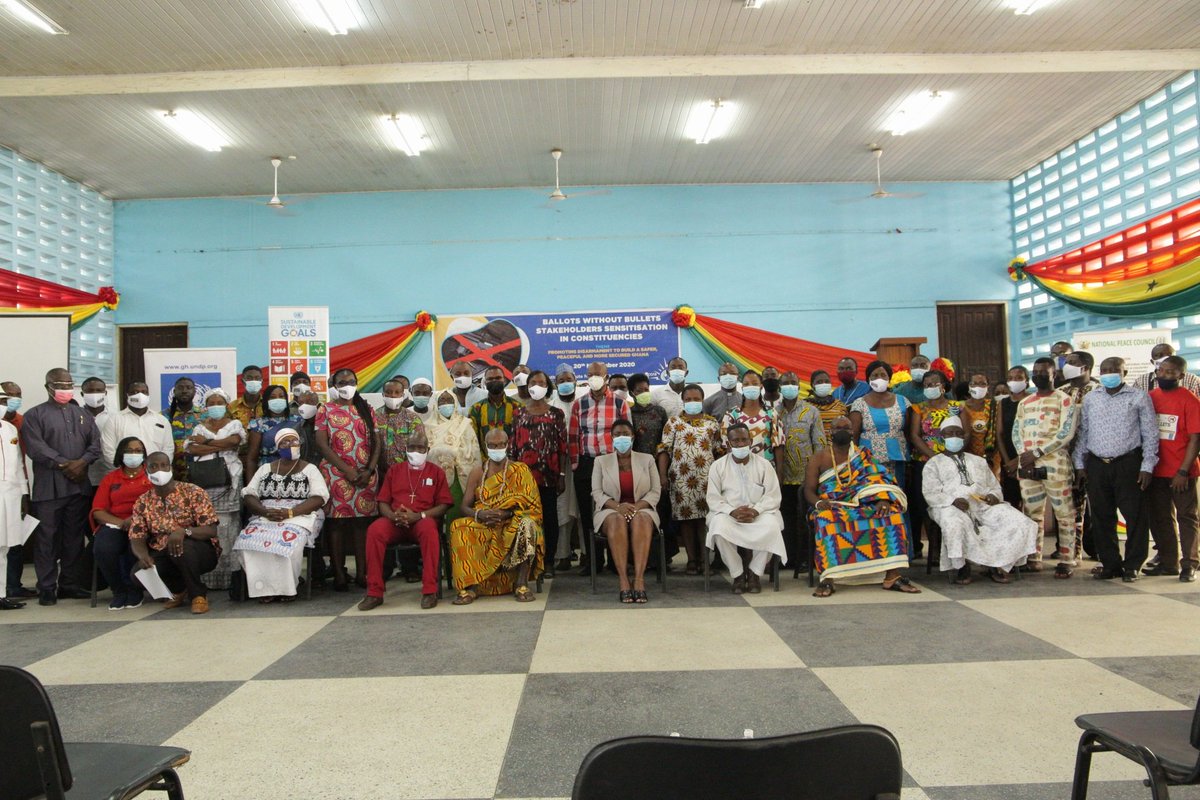 UNDPGhana's tweet photo. Election is about counting ballots & not cutting of heads. It is about using the thumps &not the trigger. #Peace is the way,lets uphold & maintain it! -Key message at our sensitisation campaign ahead of #Elections2020Gh at Odododiodio Constituency to promote disarmament for peace https://t.co/ETG8zSbozD