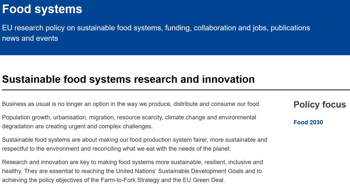 Check out the two new web pages for the European Commission's #FoodSystems and #Food2030 work:
👉ec.europa.eu/info/research-…
👉ec.europa.eu/info/research-…
On these pages you will also find the recently published Food 2030 Pathways report & factsheets.
