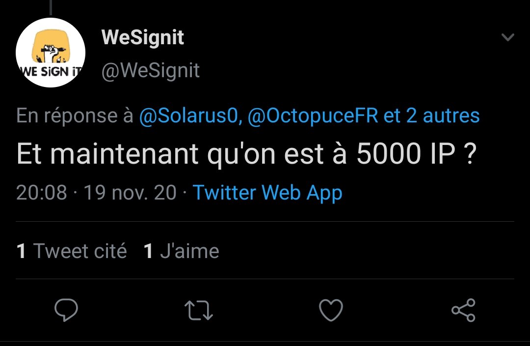 5/ 19h25 : tu communiques à nouveau sur une "attaque en cours", les gens, toujours les mêmes, vont encore une fois tenter d'accéder au site "pour voir".6/ 20h08 : tu arrives à 5000 tentatives d'accès. Soit environ 1% de ceux qui ont vu passer les articles et les tweets.3/n