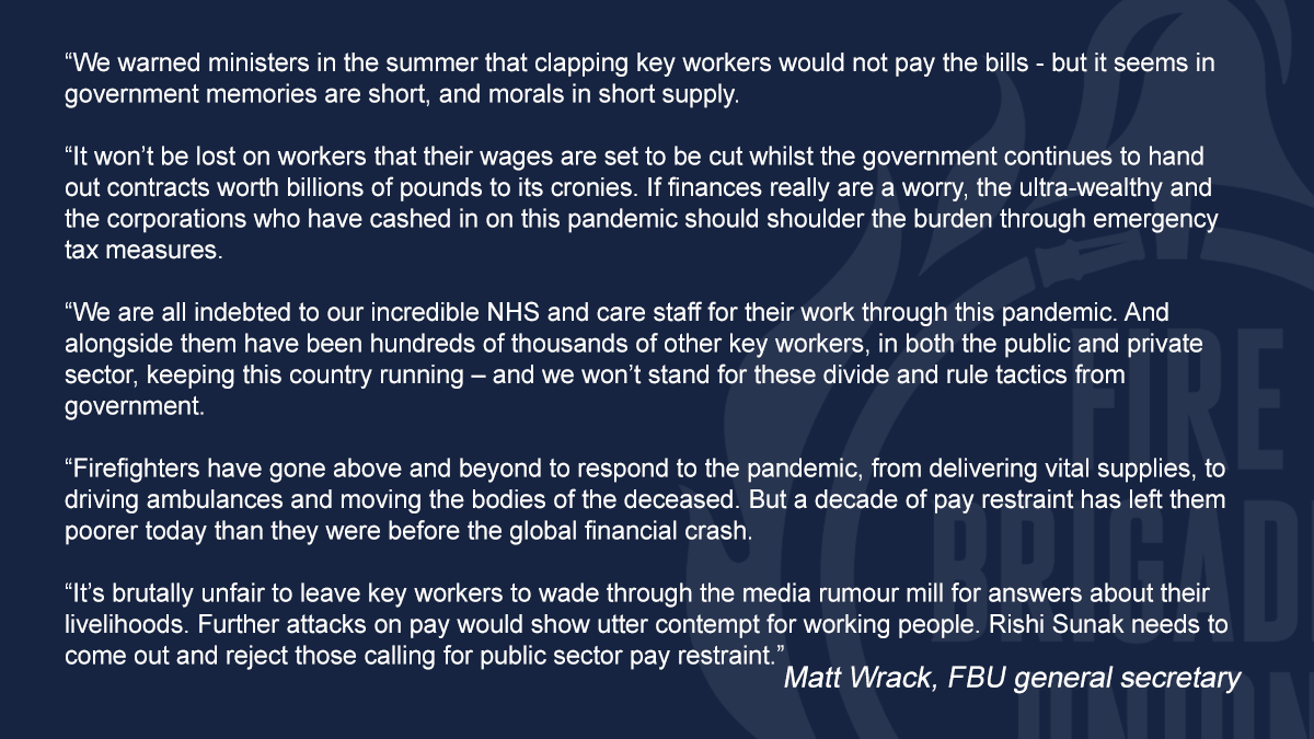 fbunational's tweet photo. We warned ministers that clapping key workers is not enough, but it seems their memories are short and morals in short supply

We won't sit back and allow this government to play divide and rule - or leave workers to find out about their livelihoods through the media rumour mill https://t.co/sRcmC8jnL4