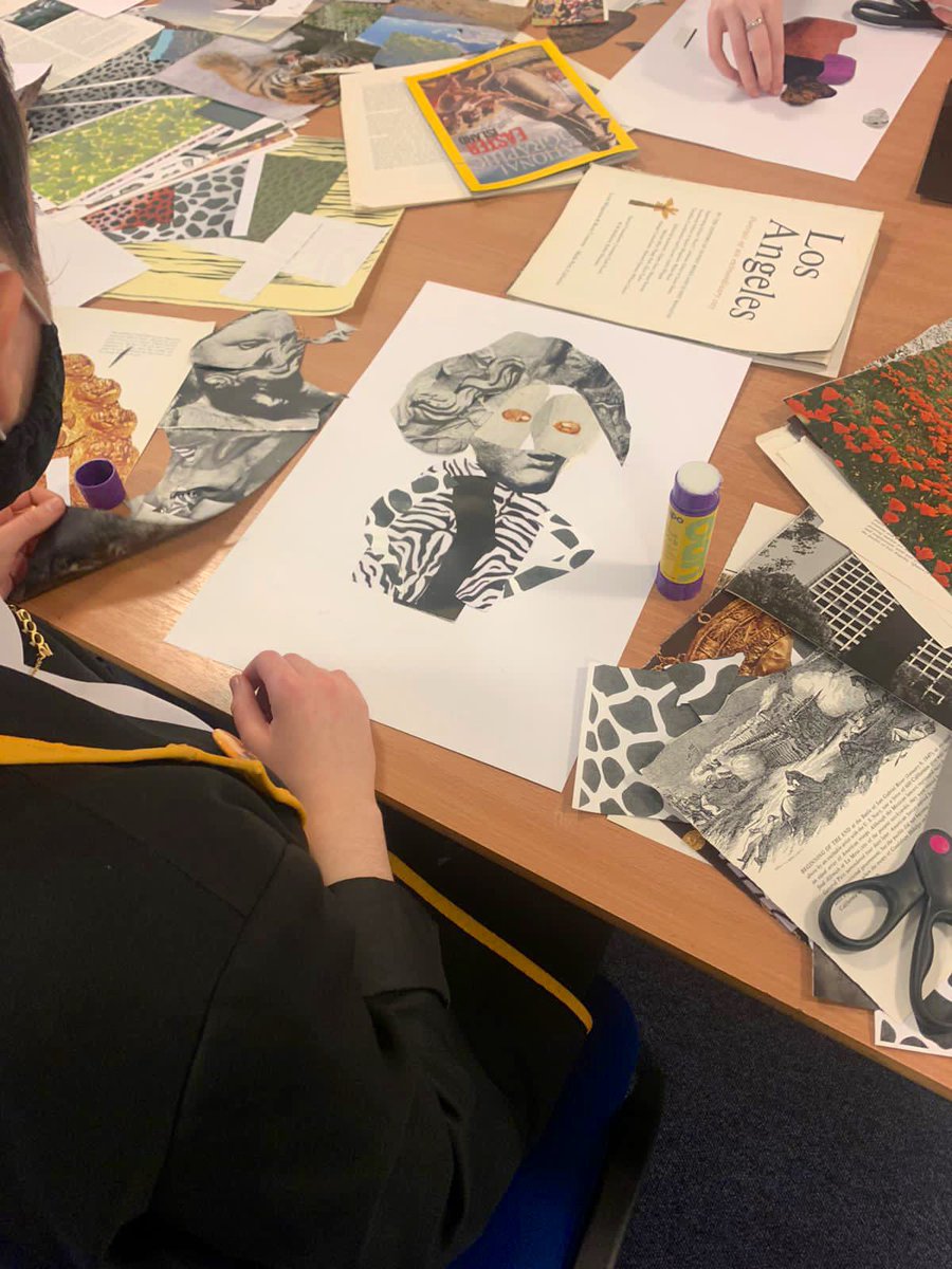 LornshillCA's tweet photo. Our S4 pupils are taking part in the ACES Autumn Term Workshops. Today we were introduced to the work of Romare Bearden and invited to use collage to create multiple-perspective portraits ๐จ #pupilpathways https://t.co/iviOFhuI4T