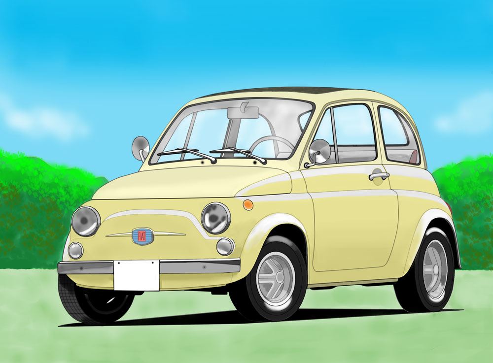 トシ0225 ルパン三世カリオストロの城 折角なので 過去絵のフィアット500のイラストも載せる T Co Hojdpy1fgg