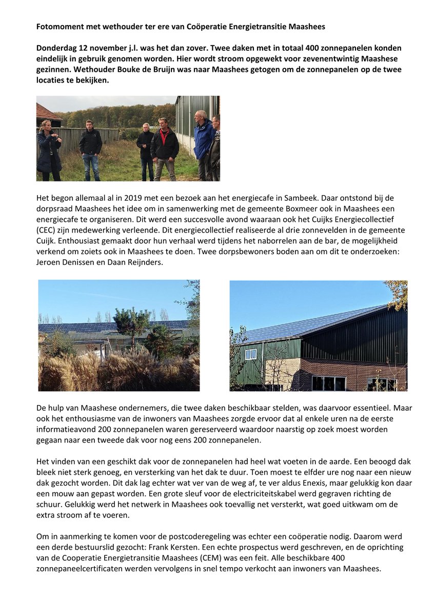 CDA Boxmeer (@cdaboxmeer) on Twitter photo Coöperatieve Energietransitie Maashees levert stroom; 400 panelen op twee daken voor zevenentwintig Maashese Gezinnen @dorpsraadmaashees <a href="/cdaboxmeer/">CDA Boxmeer</a> @postcoderoos Coöperatieve Energietransitie Maashees levert stroom; 400 panelen op twee daken voor zevenentwintig Maashese Gezinnen @dorpsraadmaashees <a href="/cdaboxmeer/">CDA Boxmeer</a> @postcoderoos