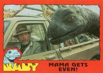 According to Raponi, the brontosaurs were made of a plastic/fiberglass skeleton covered with urethane foam muscles & latex skin. There was no monitor on set for the puppeteers, so some scenes took 20 takes to get the interaction between puppet and actor right.