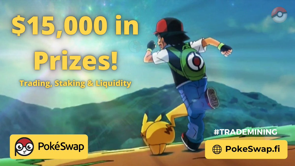 RealPokeSwap's tweet photo. https://t.co/9Z7j4eqOZK has $15,000 $USDT in prizes🏆 up for grabs!

Trading - $5000
Staking - $5000
Liquidity - $5000

🔗https://t.co/qEmjQUFVJF

Join our discord https://t.co/QTiA0Lk1M7

#DeFi #DEX #AMM $ETH $SNX $YFI $AAVE $LINK $UNI $DAI #Crypto @cctip_io draw 0.016 ETH 370 https://t.co/fkhjYEb5gn