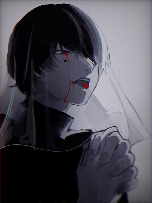 最近描いた曲津、みんな何かしら流してるし全体的に暗い。 