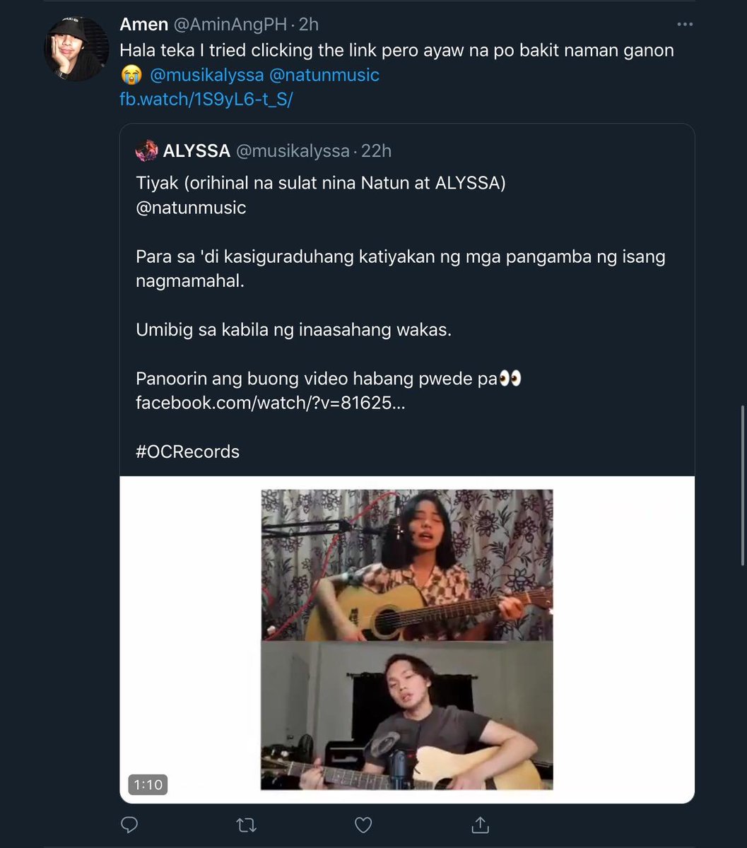 natunmusic's tweet photo. Ang lahat ng pagkawala ay may dahilan.

ALYSSA x Natun

Tiyak. 
Spotify.
2021.

Maraming salamat sa mga nakakinig pa ng video kagabi!

#OCRecords
#NormalizeBusking
#AdjustYourFrequency https://t.co/bwNOWtup0B