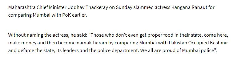 Uddhav Thackeray calls her 'Namak-Haram' in Dussehra Speech . He also made Ganja references and tried to link it back to Himachal Pradesh (19/n)