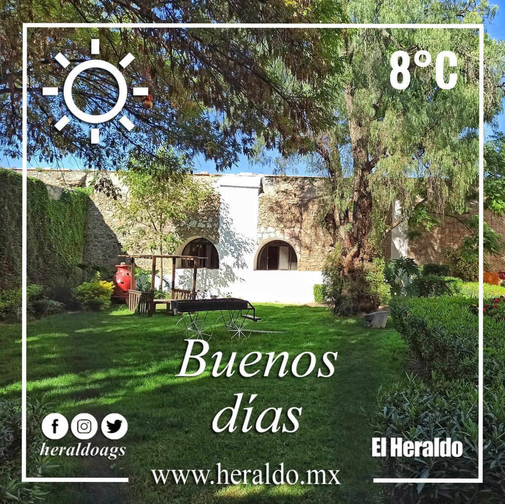 heraldoags's tweet photo. ¡Buen día, #Aguascalientes!
Este viernes, nuestra ciudad despierta con 8°C y sensación térmica de 6°C, la máxima alcanzará 26°C, sin pronóstico de lluvia.
📷 Jardines de la presidencia municipal de El Llano, antigua finca de los Rincón Gallardo / Heraldo https://t.co/R08POlCU7z