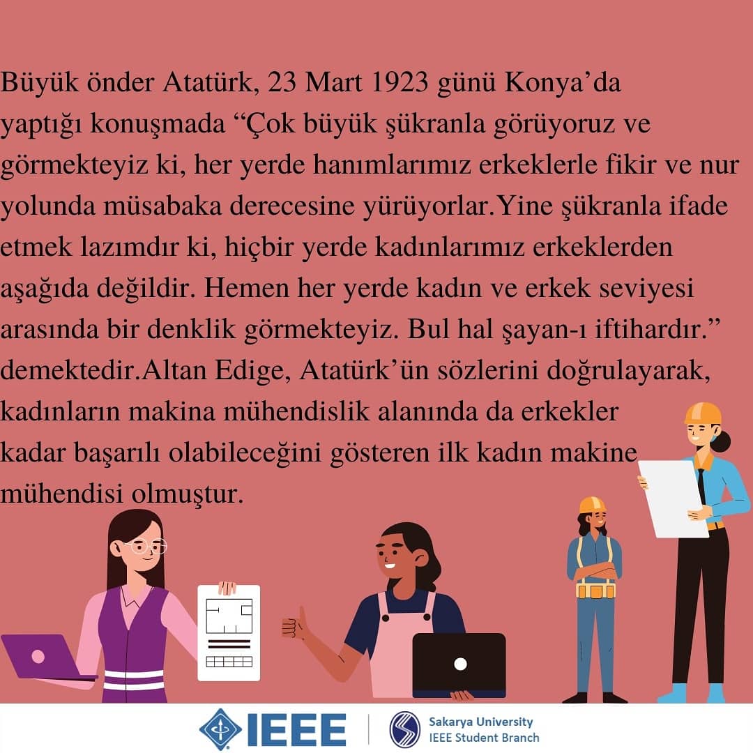 ieeesausb's tweet photo. İlk Türk Kadın Makine Mühendisi Kim?🤔
#ieee #IEEE #ieeetrsb #ieeesau #sakaryaüniversitesi #sau #ieeetrsbwie #makinemuhendisi #makine #ilktürkkadınmakinemuhendisi #ilkkadınmühendisler #yüksekmuhendis #firstTurkishfemalemechanicalengineer #firstfemaleengineer #mechanicalengineer https://t.co/TR7P6rRPAM