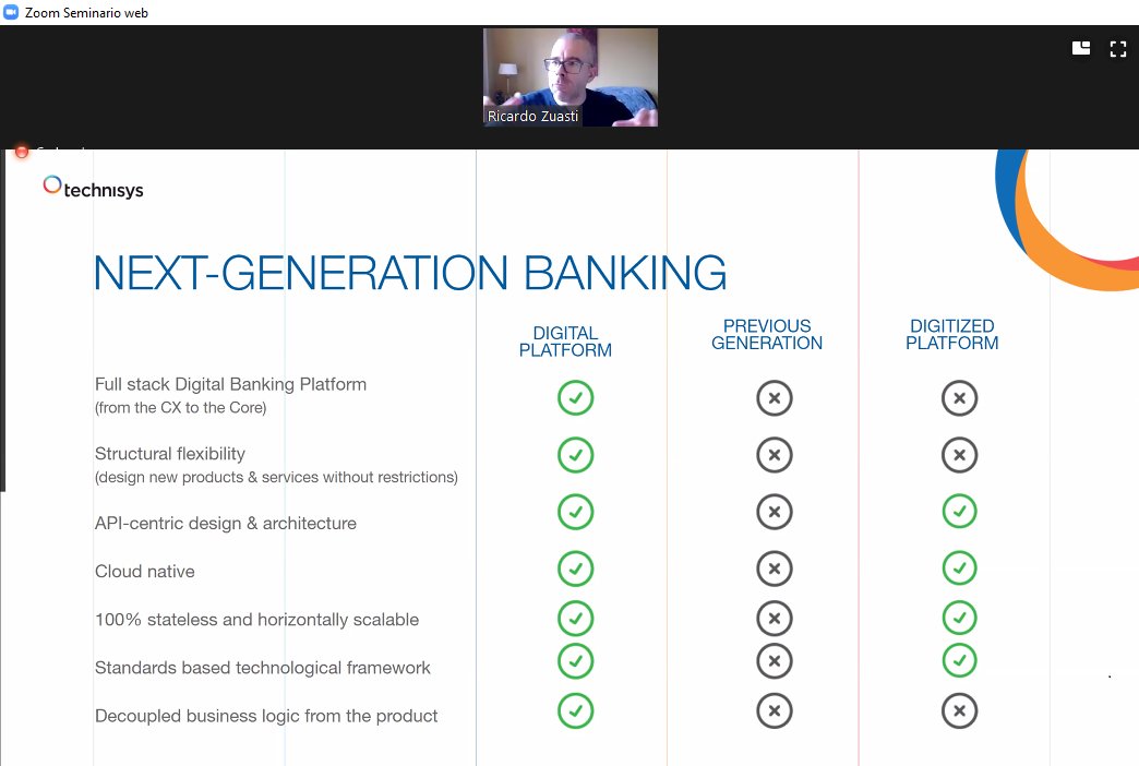 En el segundo día de FATV, evento de Fintech Americas, nuestro CPO Ricardo Zuasti ha presentado una Mini Masterclass. En su charla, Zuasti destacó las diferencias entre una plataforma digitalizada y una plataforma de banca digital, como es el caso Cyberbank de Technisys.