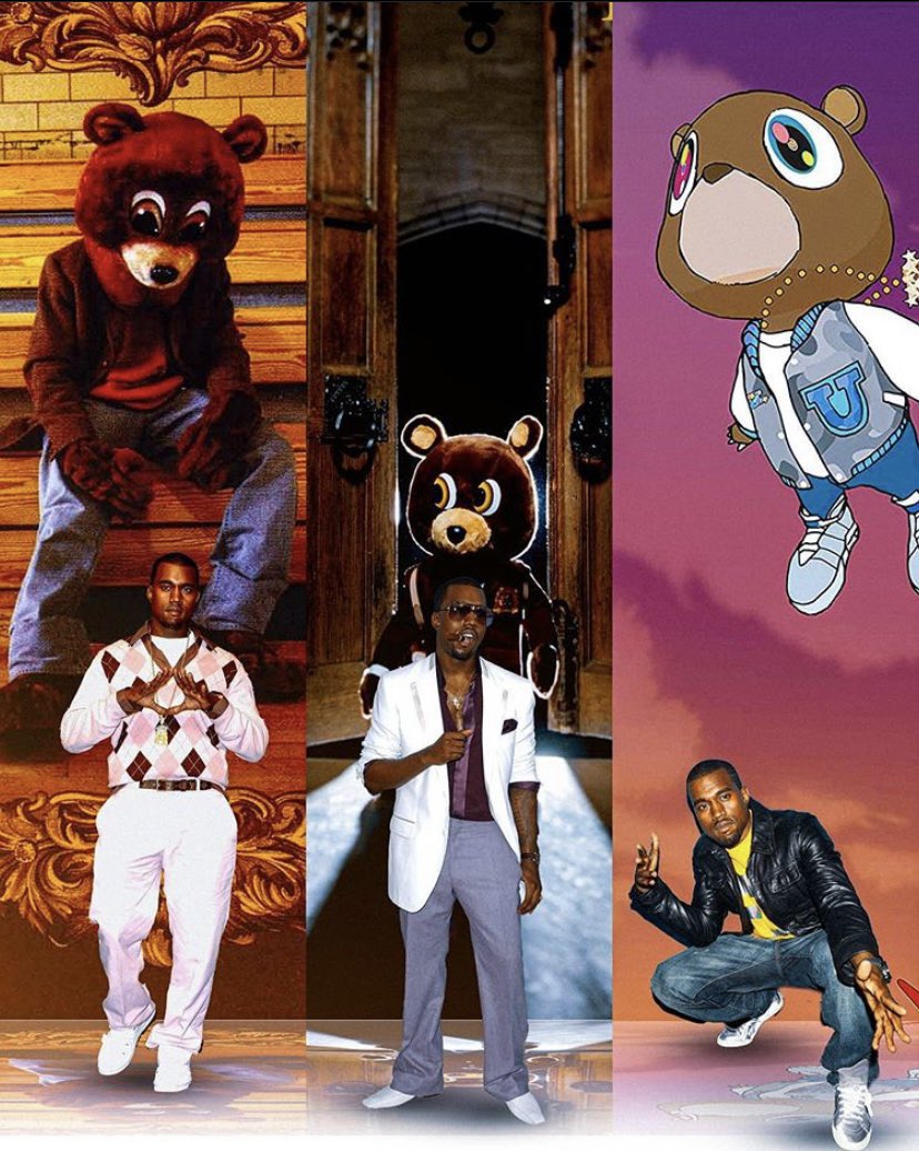 In this era, Ye developed his signature chipmunk soul sampling style on TCD and LR. This sampling style utilized live instruments and choirs. But on Grad, Ye made an electro-rap album which utilized heavy, electronic synthesizers to create wide sound stages to fill arenas. (1/2)