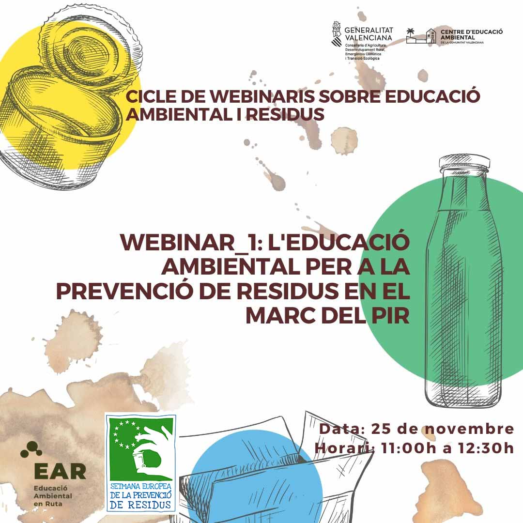 GVA_CEACV's tweet photo. El CEACV organitza el webinari L'EDUCACIÓ AMBIENTAL PER A LA PREVENCIÓ DE RESIDUS EN EL MARC DEL VIGENT PLA INTEGRAL DE RESIDUS (PIR).  
Dimecres 25 de novembre de 2020
Horari: 11.00 a 12:30h
Plataforma de vídeo-conferencies WEBEX. 
Inscripció prèvia 👇
https://t.co/MO6ama2DUD https://t.co/Cd8JzKJP0H
