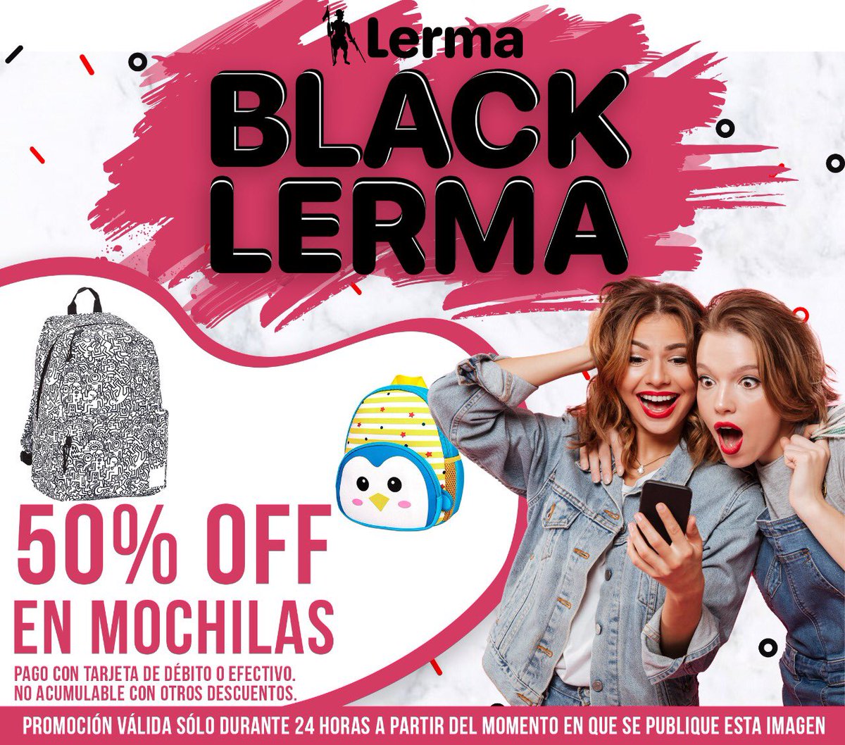 LibreriaLerma's tweet photo. Llegó el turno de las mochilas.
Todas 50% de DESCUENTO‼️

#BlackLerma
#LibreríaLerma https://t.co/zIxKynoEVz