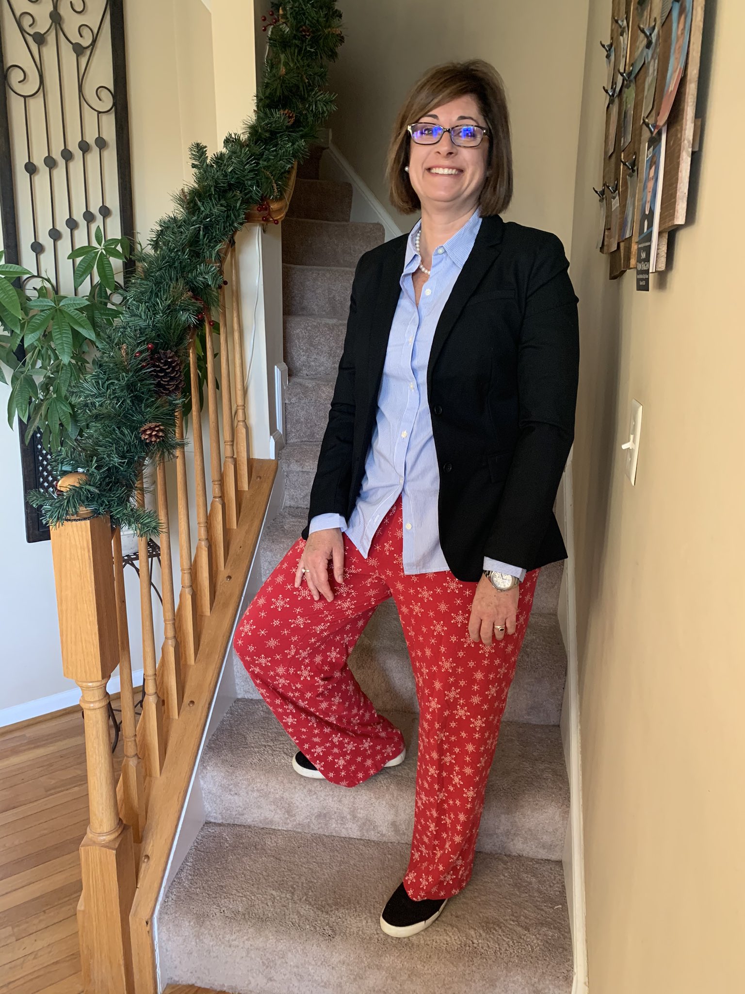 Business on top online pajamas on bottom