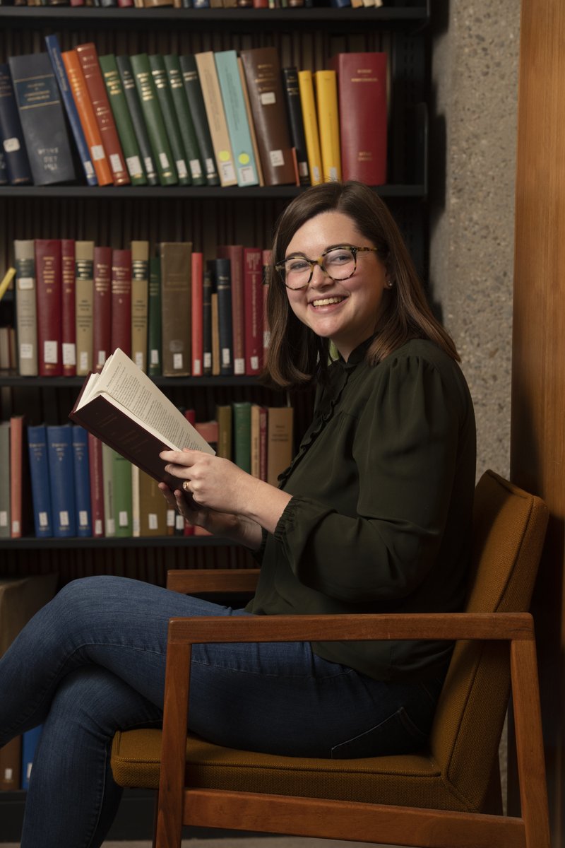 bcstm's tweet photo. "Every single book on this shelf came our way because of a question, curiosity, or insight that would never have happened if Michael and I weren’t both students at the STM." — Madeline Infantine MTS '21 #HumansofSTM #Humansofbcstm https://t.co/eCM7ffVJK9
