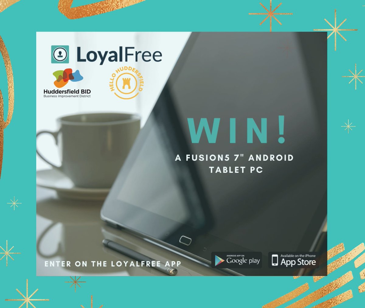 HuddersfieldBID's tweet photo. Download the LoyalFree App for a chance to win a brand new Fusion5 7" Android 9.0 Pie Tablet PC in time for Christmas!! 

@loyalfreeapp 
@HelloHudders

#hellocompetition #competitionhuddersfield #hellohuddersifeld #prizetime #huddersfieldbid #freebies #drawprize #whatsonhudders https://t.co/gjjI6B0jd6